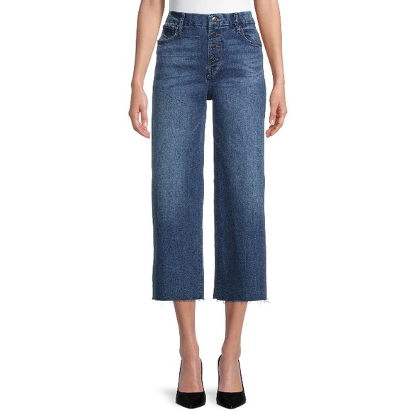 Time And Tru High Rise Stretch Wide leg Crop Jeans Dark Wash Various Sizes - Picture 2 of 6